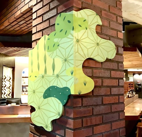 Matcha Theme Panel Installation | Art & Wall Decor by Frankie Cihi | WIRED CHAYA浅草店 in Taito City