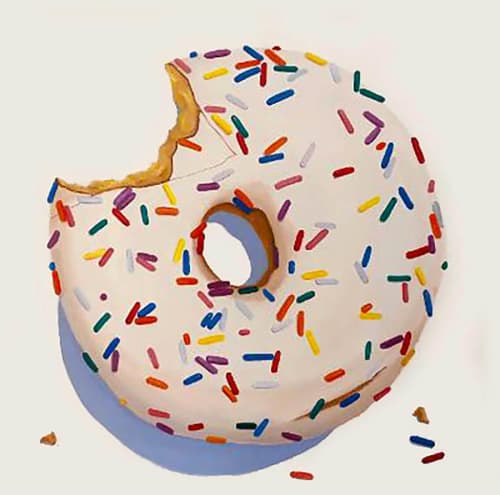 White Donut With Colorful sprinkles | Paintings by TRP Art - Terry Romero Paul