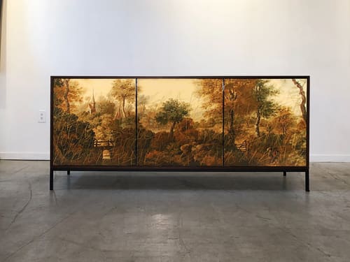 Landscape Cabinet by Morgan Clayhall Mix Media Artwork Doors | Storage by Morgan Clayhall Inc