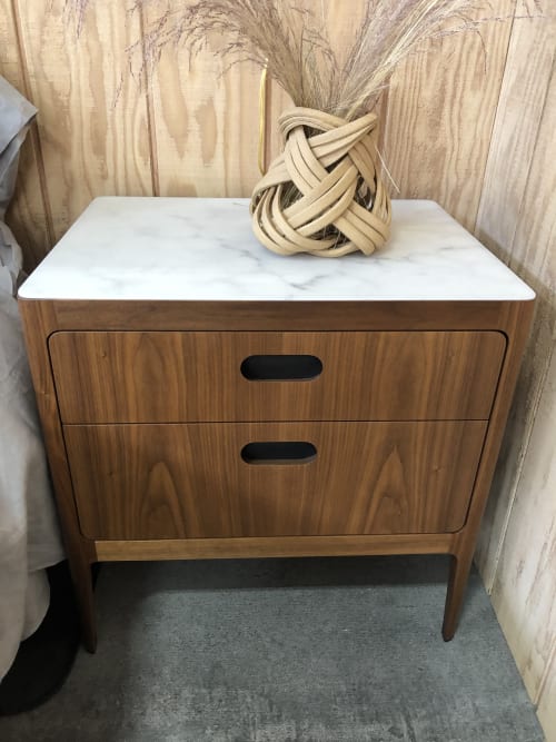 Two Drawer Nightstand in Walnut with Brass Details | Tables by Munson Furniture | Bay Area Made x Wescover 2019 Design Showcase in Alameda