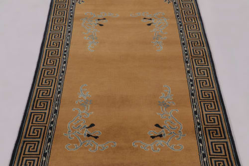 Rug & Kilim’s Chinese Art Deco Runner Rug, Brown with Greek | Rugs by Rug and Kilim