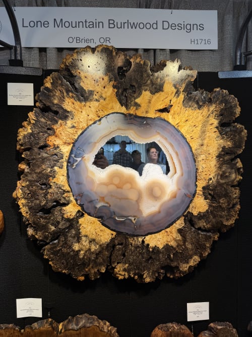 Birdseye Buckeye Burl with Brazilian Agate Inlay & Mirror | Decorative Objects by Smokey