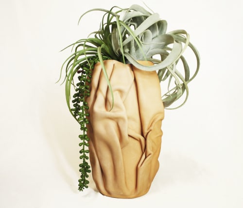 Mega Sculpted Leather Flower Vase | Vases & Vessels by Ian James