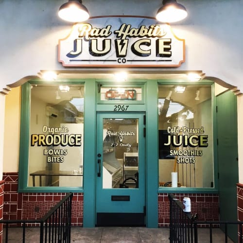Storefront arts | Signage by Dewayne Norton Sungold Signs | RAD HABITS Juice Co. in San Diego