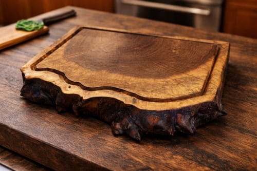 Live Edge Walnut End Grain Board – Solid Crosscut Slab | Serving Board in Serveware by DapperwoodSF