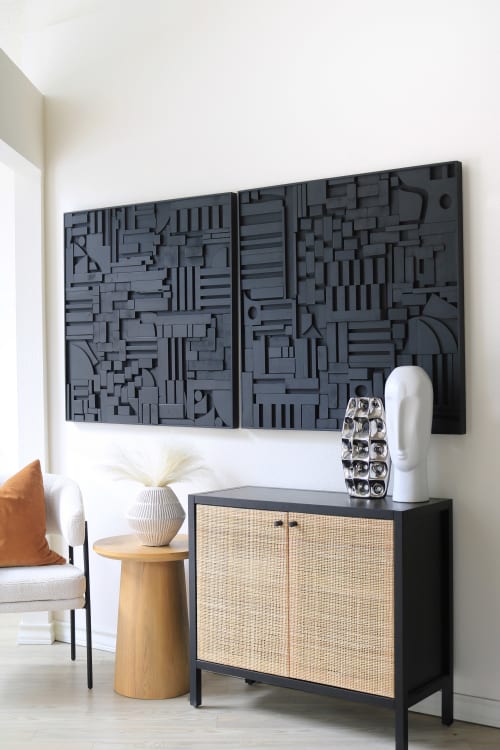 Textured Geometric Wood Ar | Paintings by Blank Space Studios