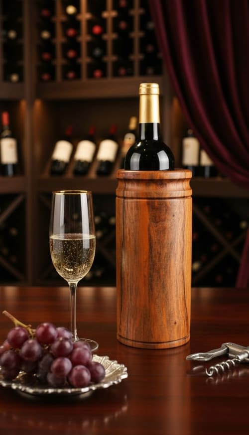 Solid Walnut Wine Chiller | Hand-Turned | Storage by Holzkunst Samuel Meisinger