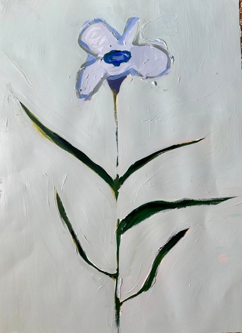Solo Blue Poppy | Oil And Acrylic Painting in Paintings by Erin Donahue Tice Fine Art