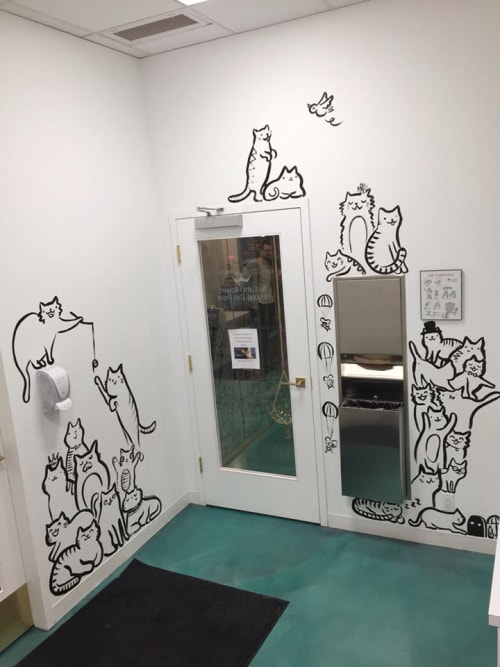 A bunch of Cats, Wall Mural and Chalkboard art | Murals by Artist - Rozzie Lee | Regal Cat Cafe in Calgary