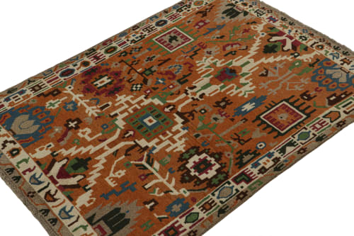 Rug & Kilim’s Oushak style rug in Orange with Colorful | Rugs by Rug and Kilim