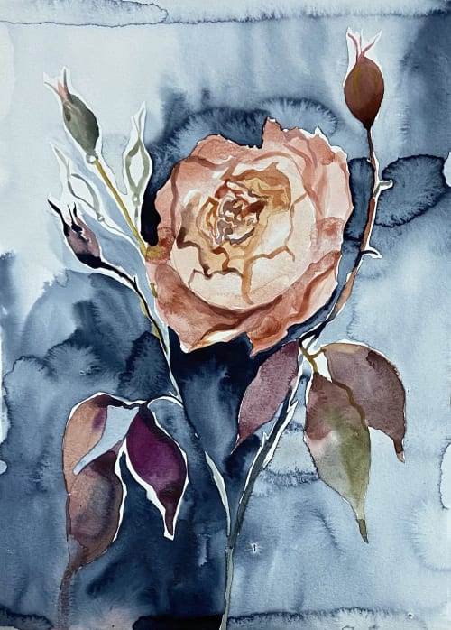 Rose No. 6 : Original Watercolor Painting | Paintings by Elizabeth Becker