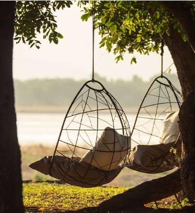 Studio Stirling Nest Eggs at Chikwenya Camp in Zimbabwe | Swing Chair in Chairs by Studio Stirling