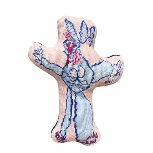 hand-embroidered MOMSTER original pillow | Pillows by Mommani Threads