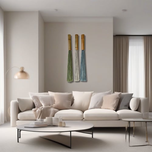 Set 3 Wood Wall Art Pieces - Bamboo Sculpture Decor | Wall Sculpture in Wall Hangings by Olivia Fiber Art