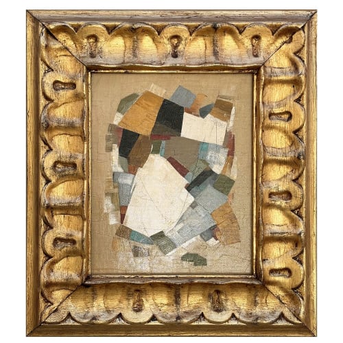 Contemporary Neutral Abstract Oil Painting in Vintage Frame | Oil And Acrylic Painting in Paintings by Suzanne Nicoll Studio