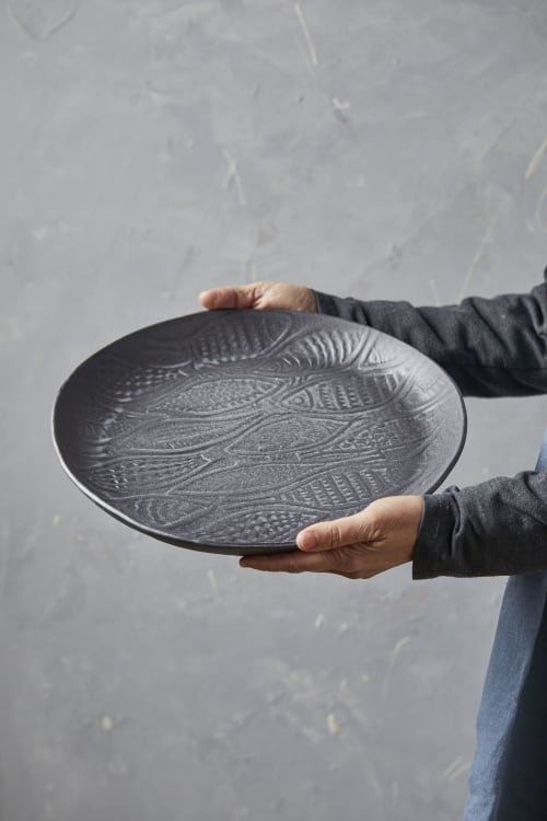 Large Black Ceramic Serving Platter | Serveware by ShellyClayspot