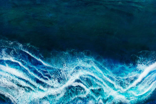 'TURQUOISE TIDES' - Luxury Ocean Resin Artwork | Oil And Acrylic Painting in Paintings by Christina Twomey Art + Design