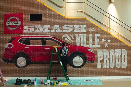 Nissan Rogue-Smashville Proud | Murals by Finer Signs | Bridgestone Arena in Nashville