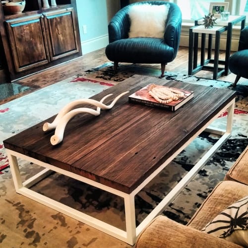 Reclaimed Wood Steel Side Table By Christopher Original Seen At