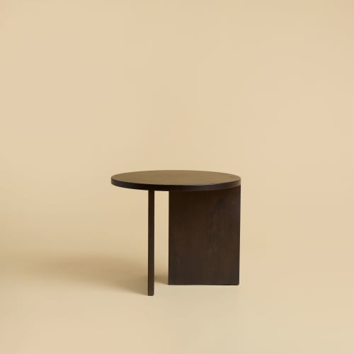 Round Side Table in Smoked Oak - KUME Series by Lebanto | Tables by Lebanto
