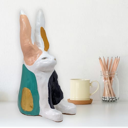 Disapproving Bunny- Wavy | Sculptures by Fuzz E. Grant