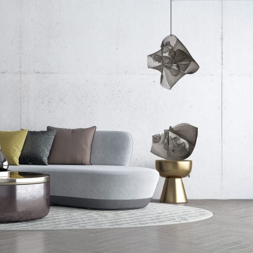 "Nested I"  Modern Sculpture Steel Wire Mesh Sculpture  18" | Sculptures by Anne Lindsay