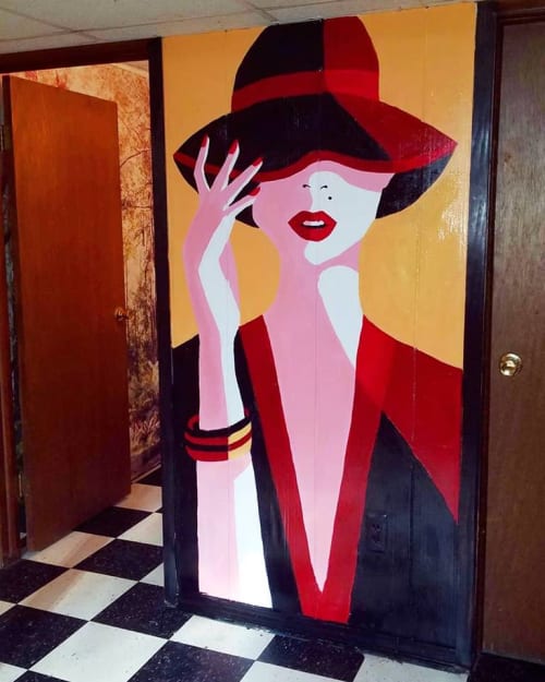 Lady in Red Interior - Interior Mural | Murals by Earth & Ether Art