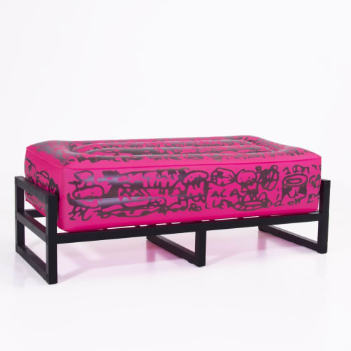 Yomi Luminous Pink Bench "Cocktail Ruka IV" By NEP | Benches & Ottomans by MOJOW DESIGN
