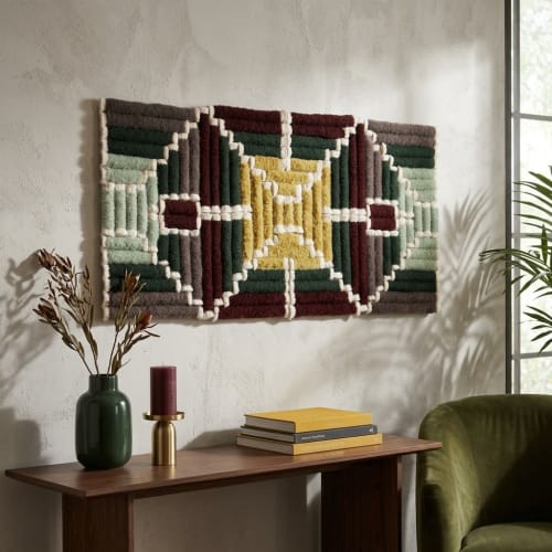 Geometric Textile Wall Art — Custom Handmade Fiber Art Panel | Tapestry in Wall Hangings by Sarmal Design