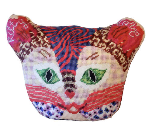 organic cotton sateen KITTY LOVE sculpted pillow | Pillows by Mommani Threads | Wildwood Community Market in Boone