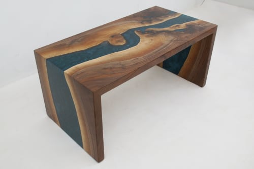 Double Waterfall Walnut Coffee Table | Tables by Chagrin Valley Custom Furniture