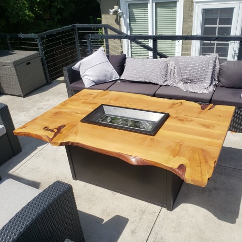 Live Edge Juniper Outdoor Fire Table | Dining Table in Tables by Closed Loop Woodworks