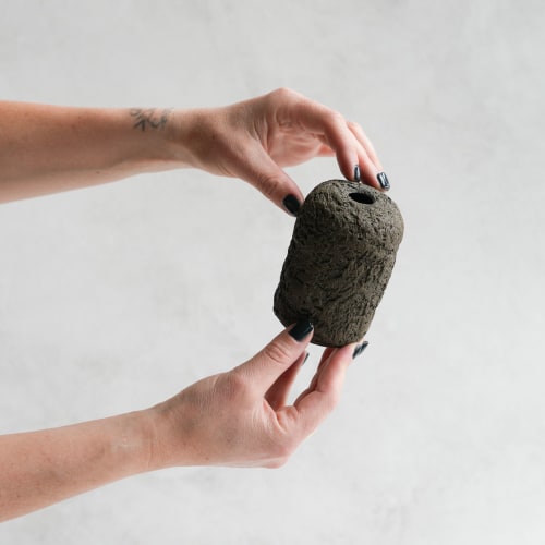Arched Bud Vase in Textured Earthen Brown Concrete | Vases & Vessels by Carolyn Powers Designs