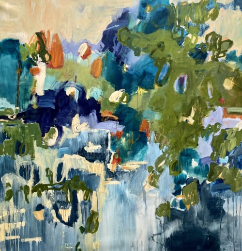 "Enchanted"  76" x 76" - Large colorful abstract | Oil And Acrylic Painting in Paintings by Jane Burton, Abstract Painting