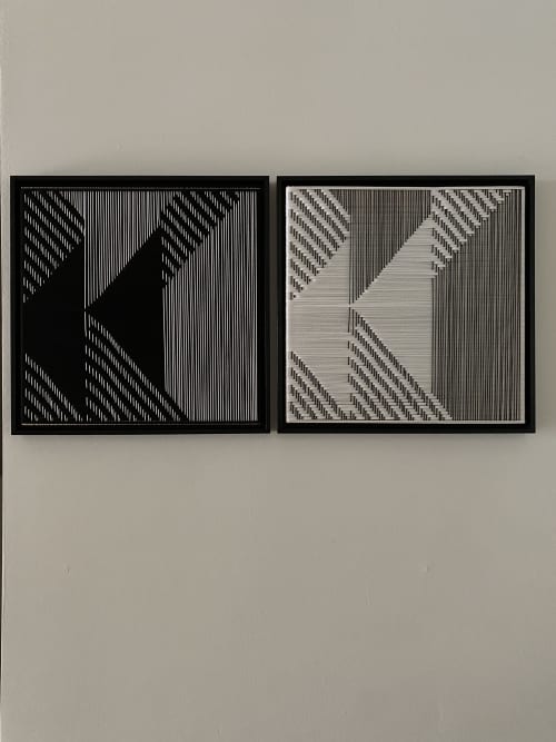 Fold Lines positive/ negative | Embroidery in Wall Hangings by Fault Lines | X BANK Amsterdam in Amsterdam