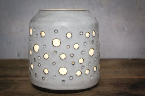 Stoneware luminaries | Vases & Vessels by Orange Peel Pottery