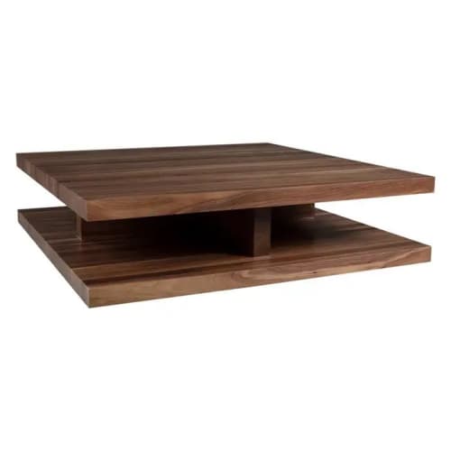 Modern Floating Solid Walnut Finish Coffee Table | Tables by Aeterna Furniture