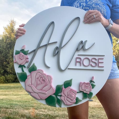 Rose floral sign | Signage by The Someday Home