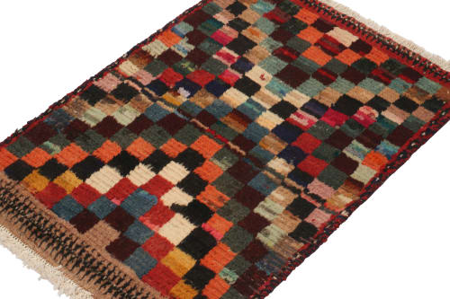Vintage Gabbeh Tribal rug in Polychromatic Geometric Pattern | Rugs by Rug and Kilim