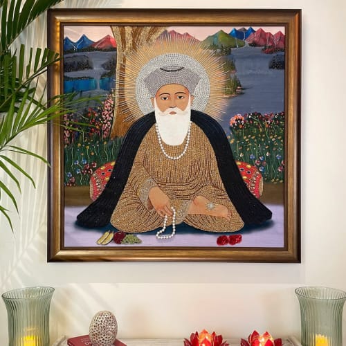 Guru Nanak Dev Ji Handmade Original Embroidered Artwork For | Embroidery in Wall Hangings by MagicSimSim