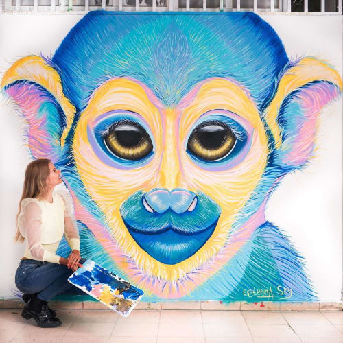 Inhumane Monkey Business Mural | Murals by Ekaterina Sky Art | Ironi Aleph High School in Tel Aviv-Yafo