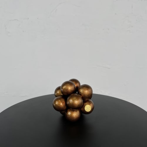 Dark browr round flower sculpture | Sculptures by IRENA TONE