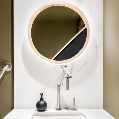 EOS - Lit Vanity Mirror | Lighting by Mike Randall Design Ltd | Thomas & Birch Kitchen and Bath Boutique in Victoria