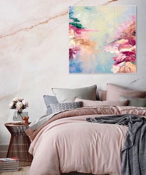 "Winter Dreamland" Framed Fine Art in Private Client's Bedroom | Paintings by Julia Di Sano