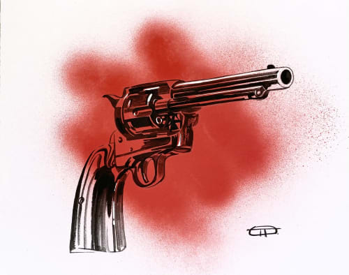 Minimalistic pop art. Colt red. | Paintings by Oplyart