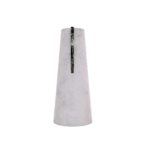 Elara" Flower vase in White Carrara and Green Alpi marble | Vases & Vessels by Carcino Design