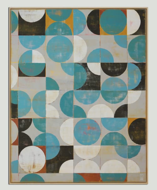 Traffic Square Grey Landscape XL | Oil And Acrylic Painting in Paintings by Ronald Hunter | Roxier Art Gallery in Rotterdam