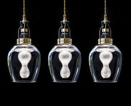 Blown glass/crystal inserts #44 Triplets | Pendants by Vitro Lighting Designs
