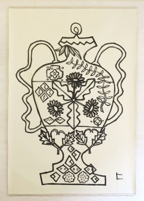 British style vase with Japanese chrysanthemum | Paintings by Hikaru O
