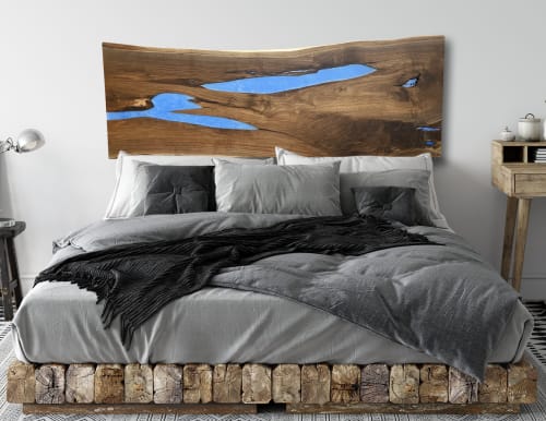 Live Edge Walnut & Resin Headboard or Wood Wall Hanging | Beds & Accessories by Carlberg Design